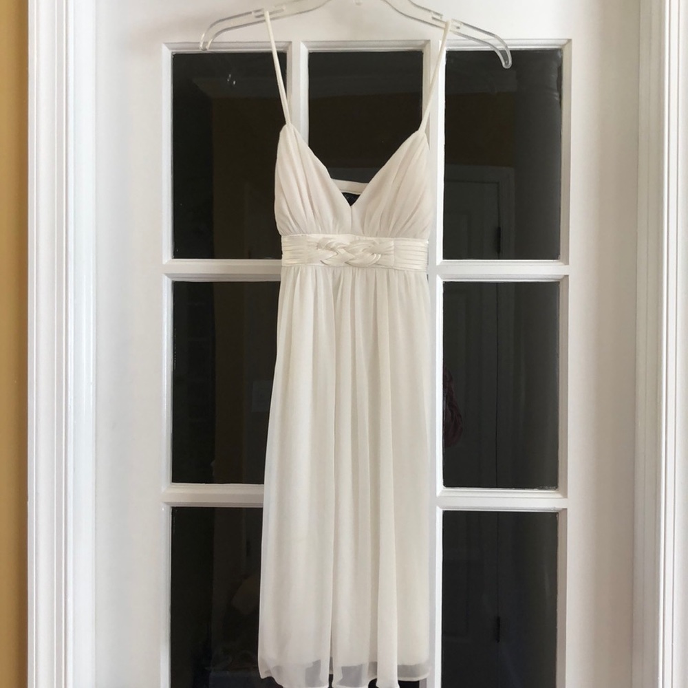 White Spaghetti Strap, V-Neck Dress